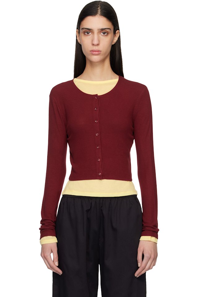 LESET — Red Lauren Crop II Cardigan