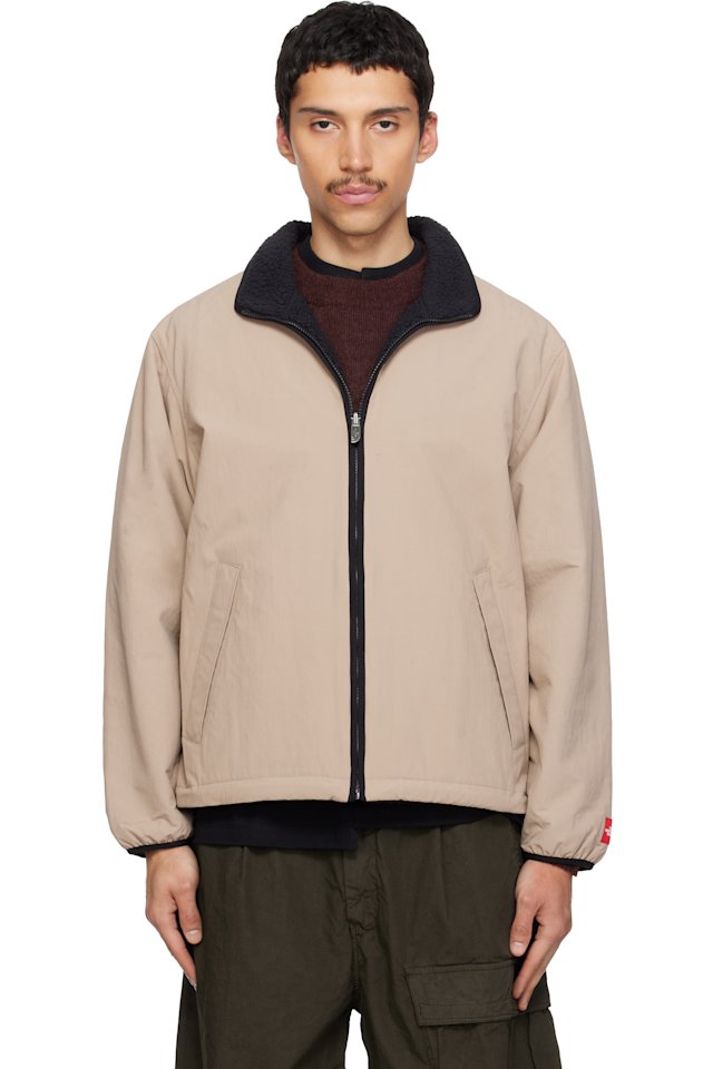 The North Face — Beige & Black Red Box Fleece Reversible Jacket
