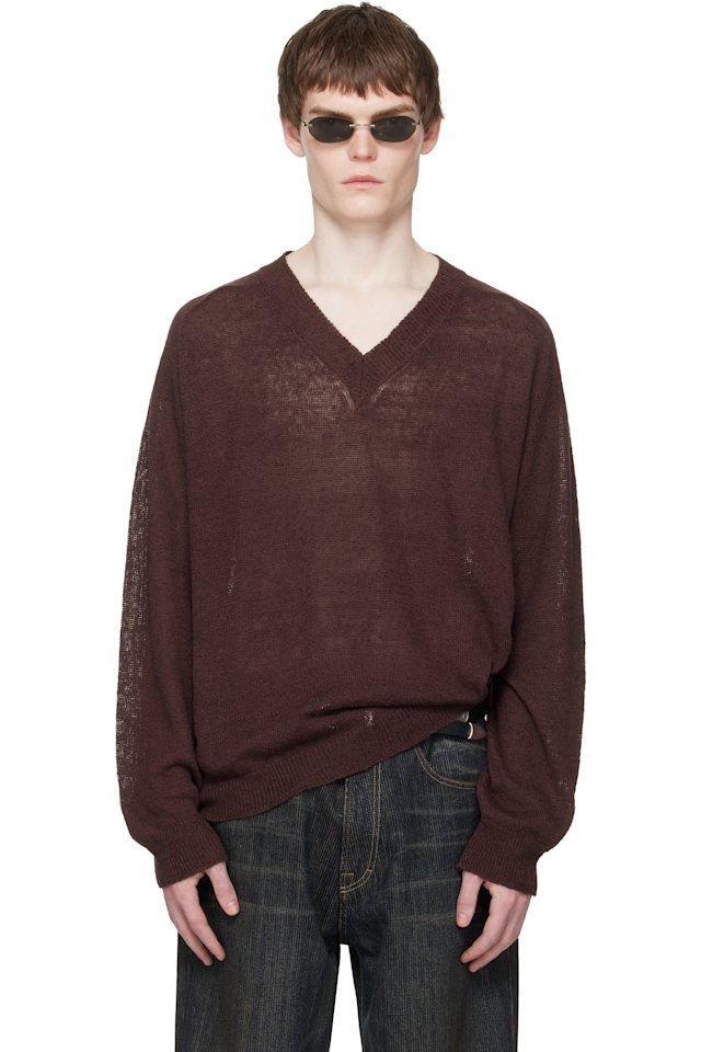 OUR LEGACY — Burgundy Rue V-Neck Sweater