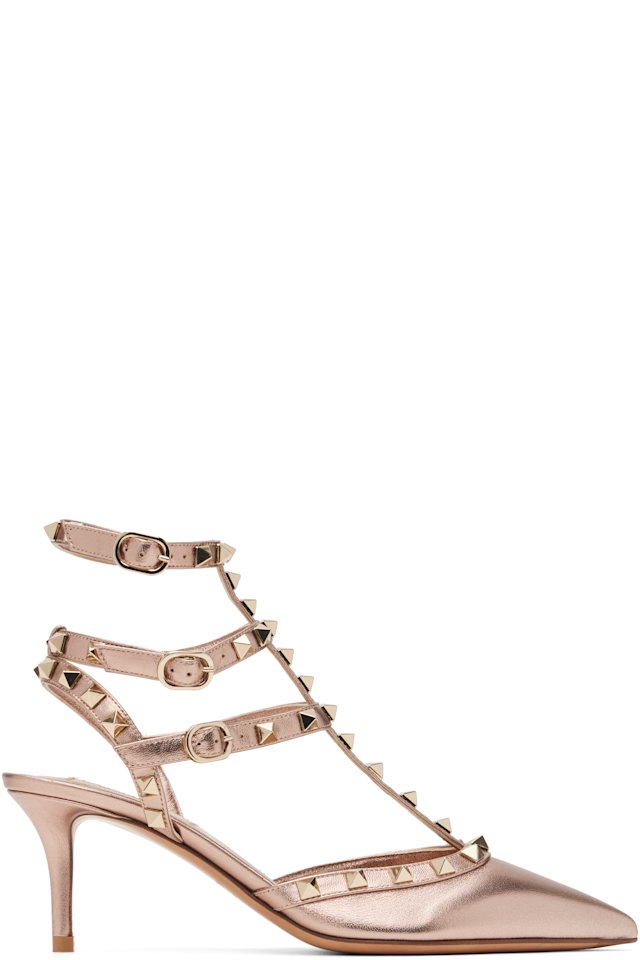 Valentino Garavani — Pink Rockstud Caged Heels