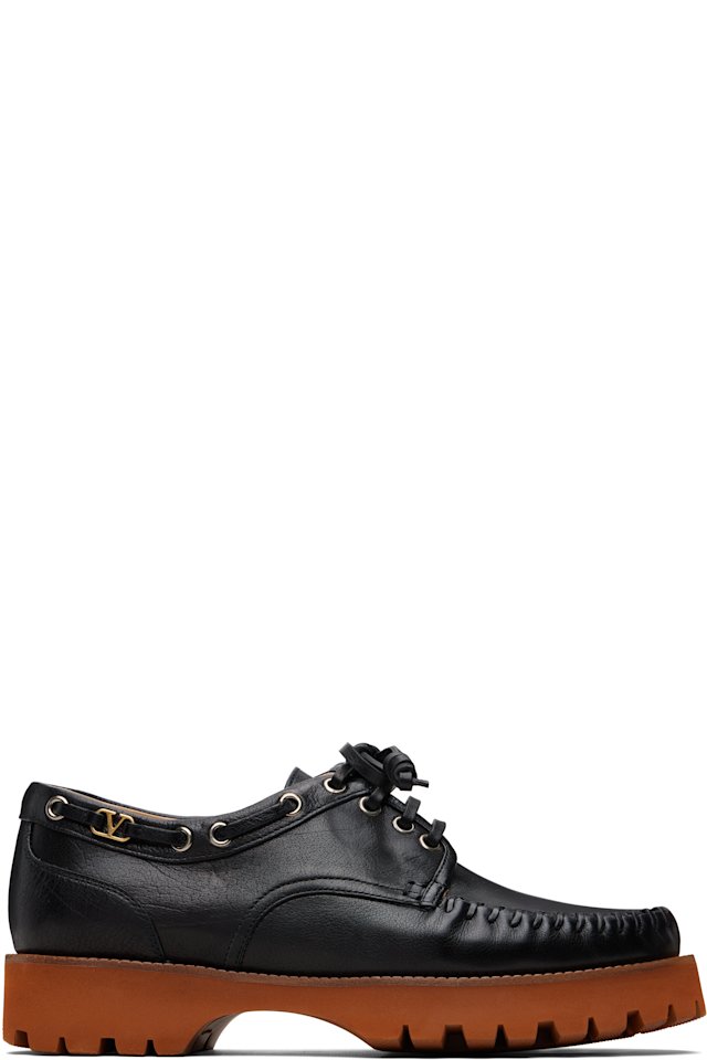 Valentino Garavani — Black Lug Sole Boat Shoes