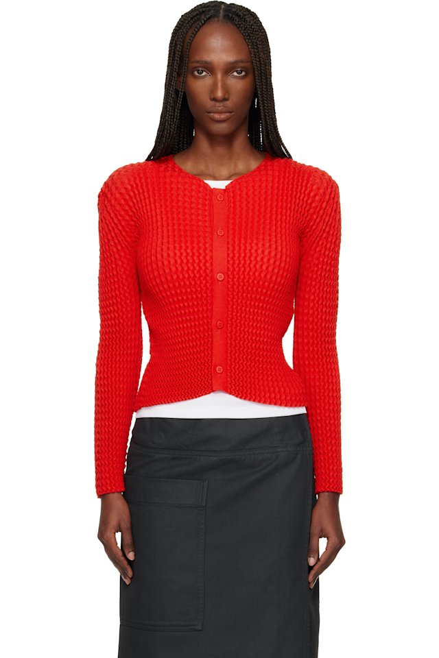 ISSEY MIYAKE — Red October Spongy-58 Cardigan