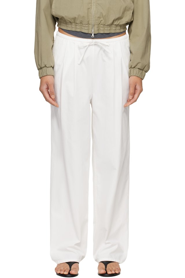 Nothing Written — White Lazy Cotton Drawstring Lounge Pants