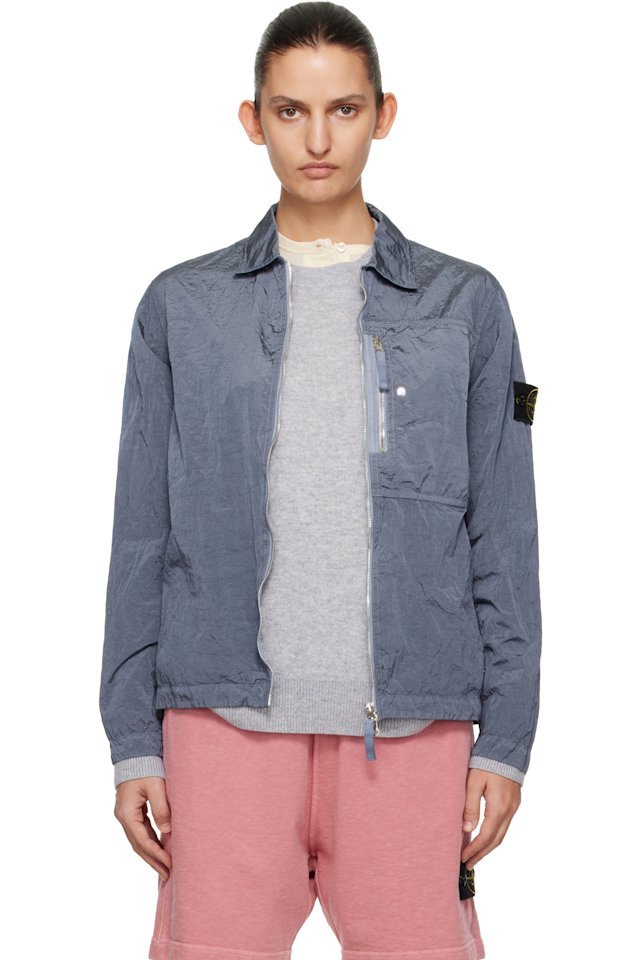 Stone Island — Blue 1200038 Nylon Metal ECONYL Overshirt