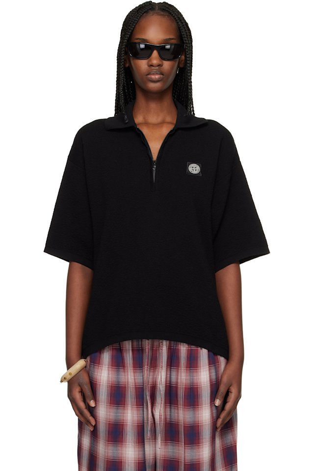 Stone Island — Black 5100021 Light Raw Hand Organic Cotton Polo