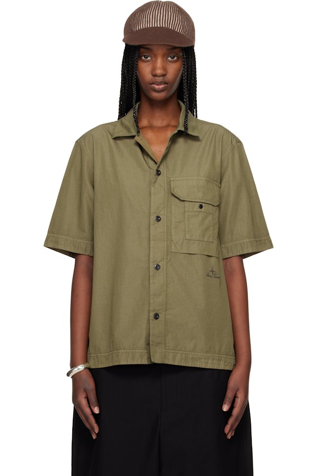 Stone Island — Khaki 1100026 Cotton Nylon Micro Ripstop Shirt