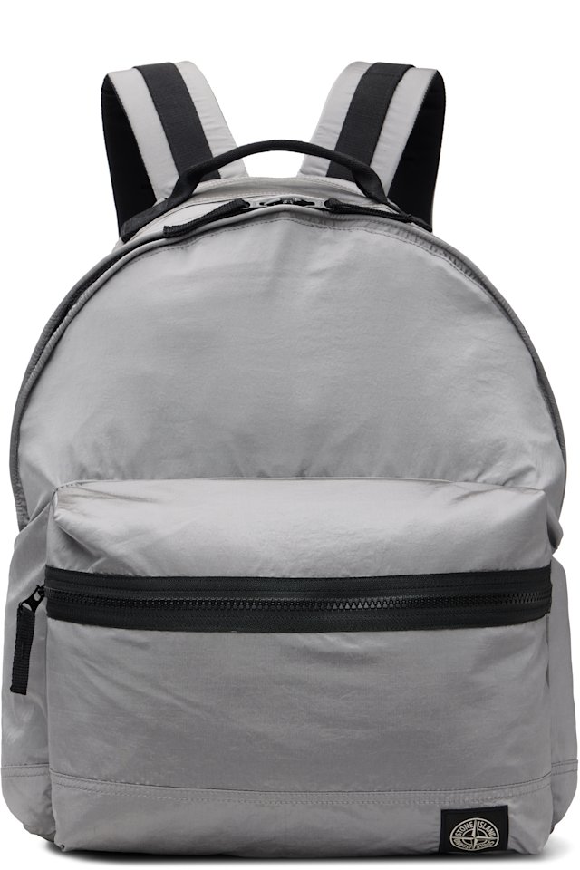 Stone Island — Gray 9200010 Coated Nylon Metal ECONYL Backpack