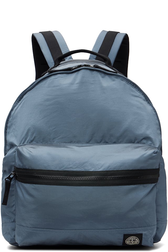 Stone Island — Blue 9200010 Coated Nylon Metal ECONYL Backpack