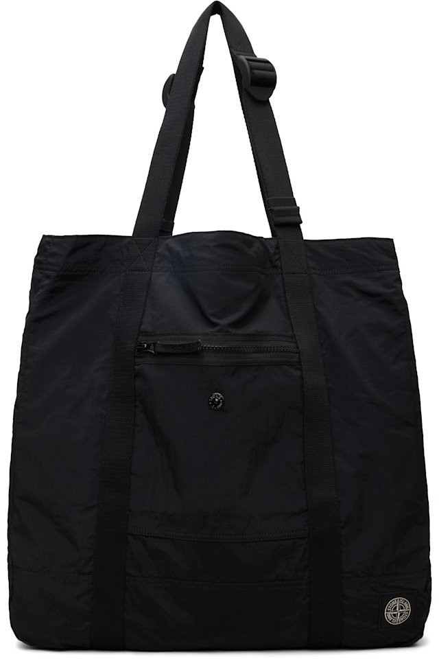 Stone Island — Black 9200012 Coated Nylon Metal ECONYL Tote