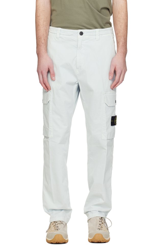Stone Island — Blue 3100011 Organic Broken Twill Old Effect Cargo Pants