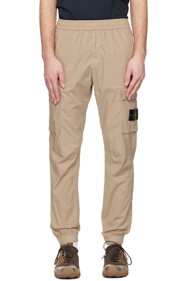 Stone Island — Beige 3100031 Stretch Cotton Tela 'Paracadute' Cargo Pants