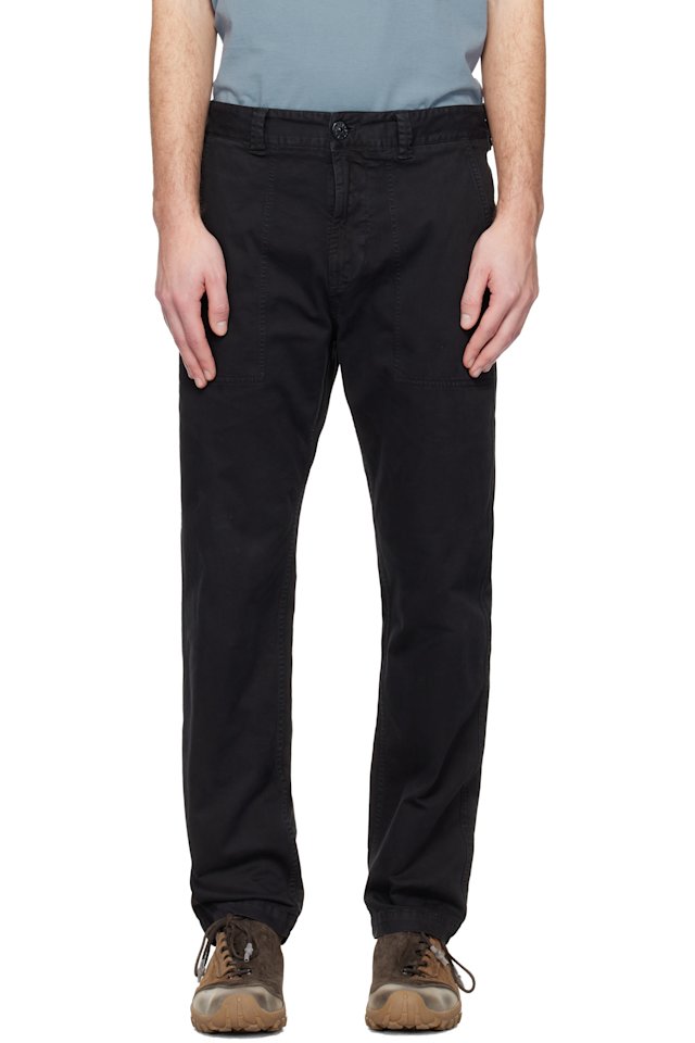 Stone Island — Black 3100003 Organic Cotton Stretch Broken Twill Trousers