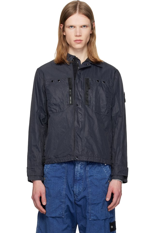 Stone Island — Navy 1200020 Nylon Micro Twill Shirt