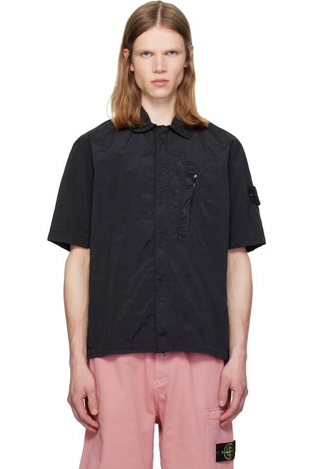 Stone Island — Black 1200028 Nylon Metal ECONYL Shirt