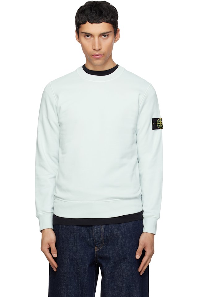 Stone Island — Blue 6100060 Organic Cotton Fleece Sweatshirt