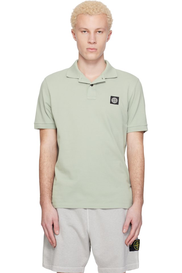 Stone Island — Green 2200008 Organic Cotton Piqué Stretch Polo