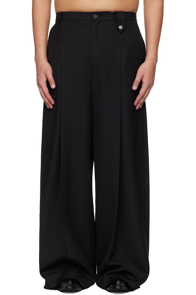 EGONlab — Black Fluid Tailored Wide Leg Trousers
