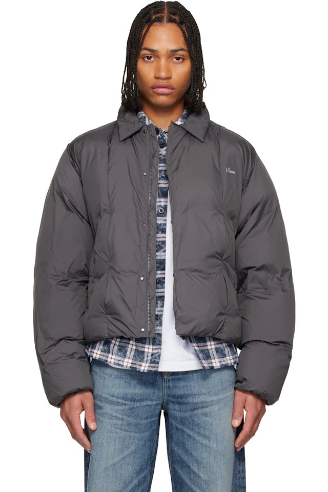 Dime — Gray Pleated Puffer Jacket