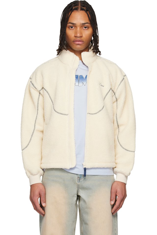 Dime — Off-White Polar Fleece Sherpa Zip Jacket