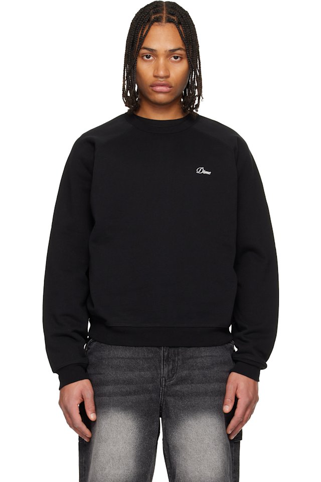 Dime — Black Cursive Small Logo Crewneck Sweatshirt