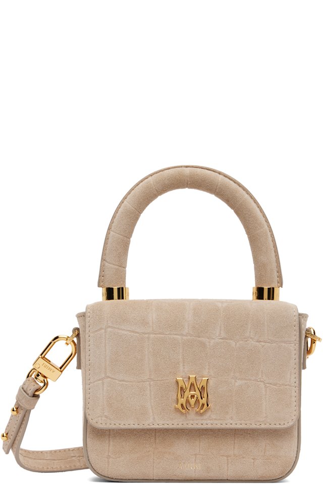 AMIRI — Taupe Croc Suede Micro MA Bag