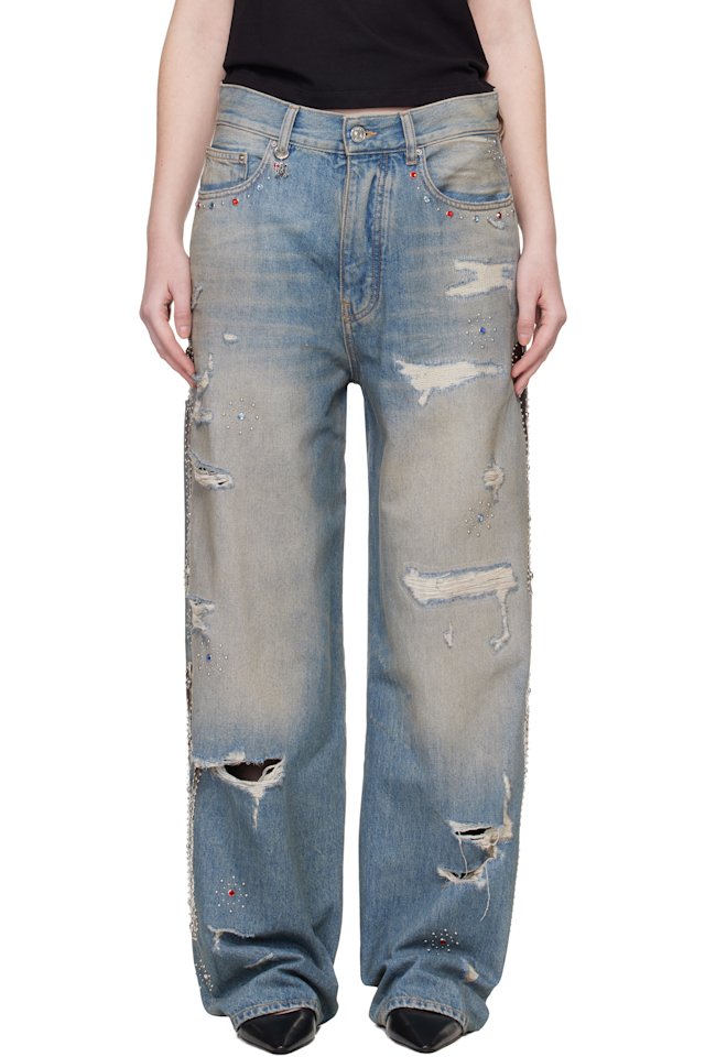 AMIRI — Blue Bones Studded Jeans