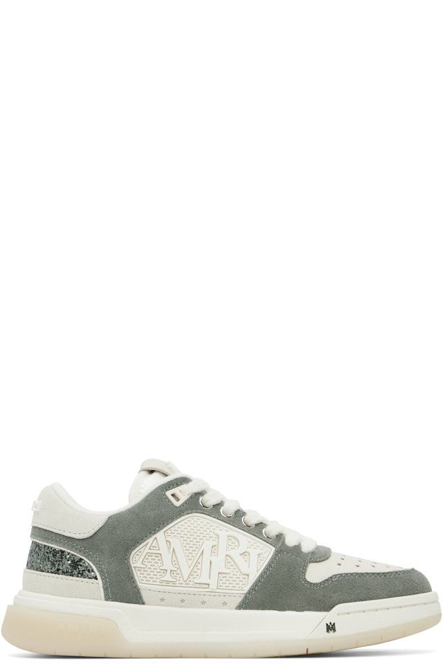AMIRI — Green & Off-White Glitter Classic Low Sneakers