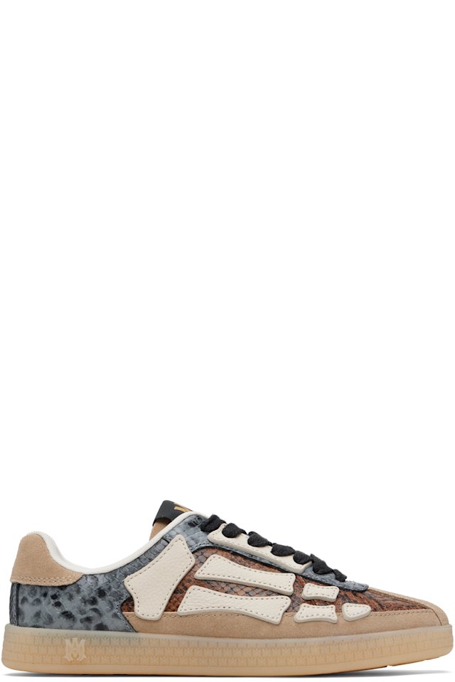 AMIRI — Gray & Brown Snake Pacific Bones Sneakers