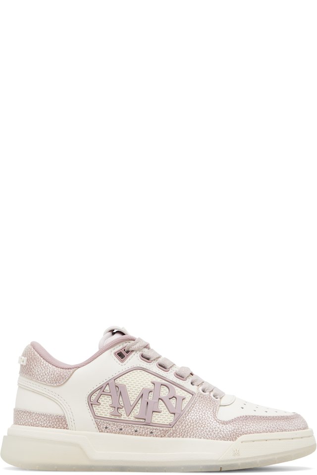 AMIRI — Pink & Off-White Pebbled Classic Low Sneakers