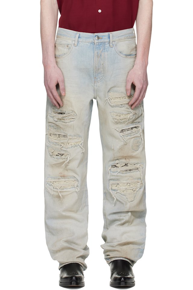 AMIRI — Blue Snake Thrasher Straight Jeans