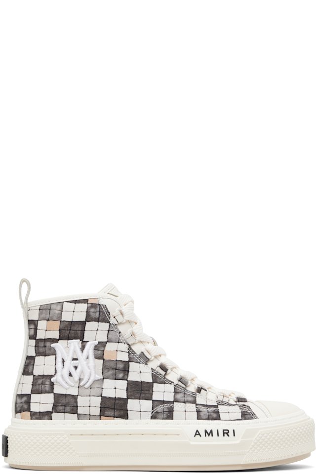 AMIRI — Gray & White Checkered Court Hi Sneakers