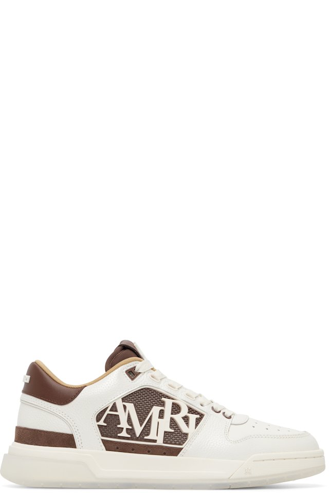 AMIRI — White & Brown Pebbled Classic Low Sneakers