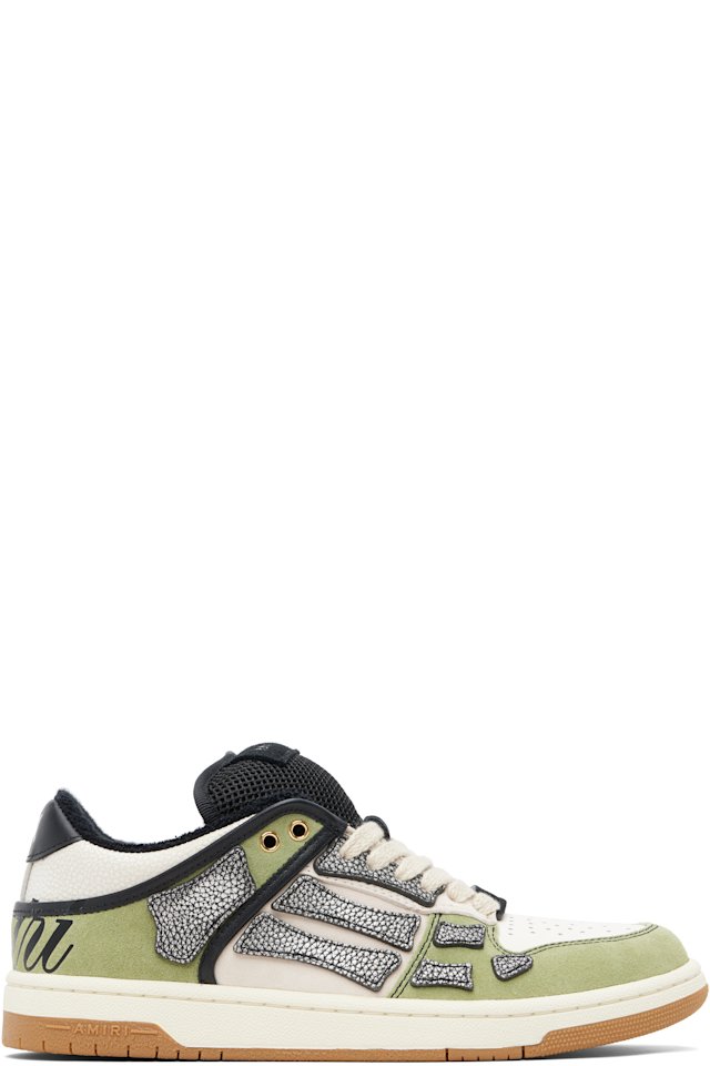 AMIRI — White & Green XL Skel Top Low Sneakers