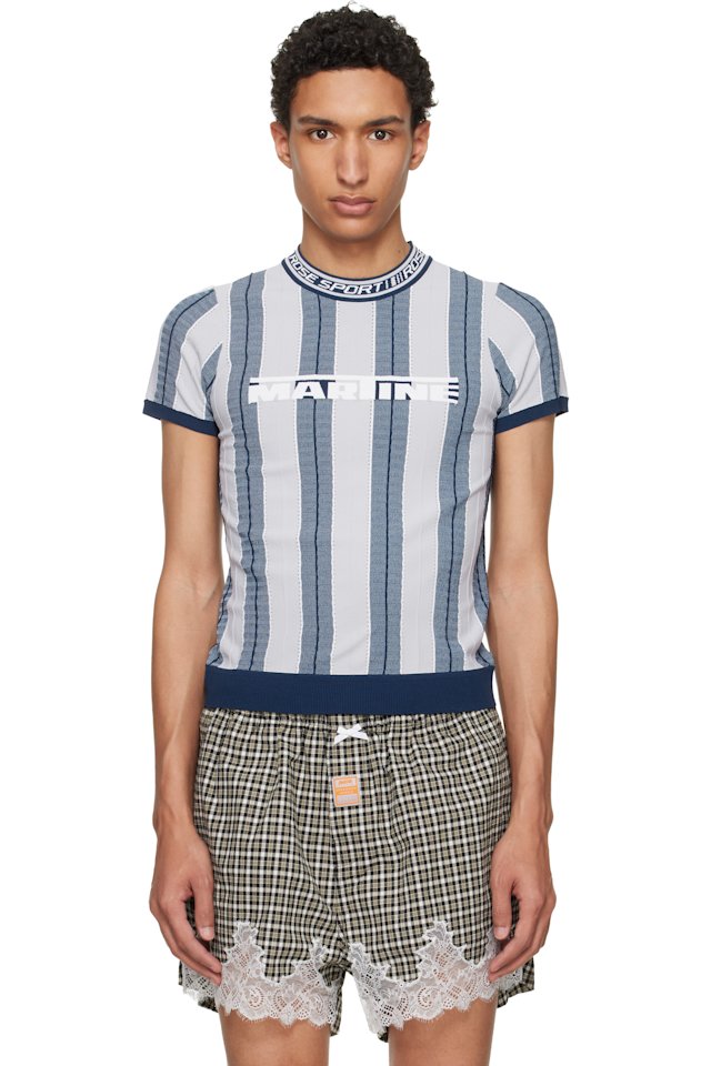 Martine Rose — Blue Logo Tight T-shirt