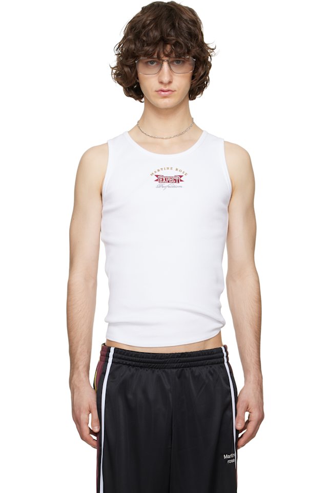 Martine Rose — White Embroidered-Logo Tank Top