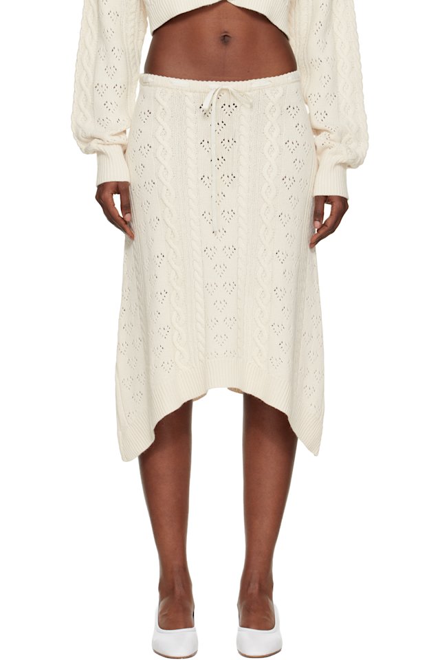 GUIZIO — Off-White Noah Wool Cable Midi Skirt