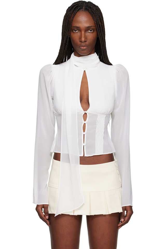 GUIZIO — White Ara Long Sleeve Blouse