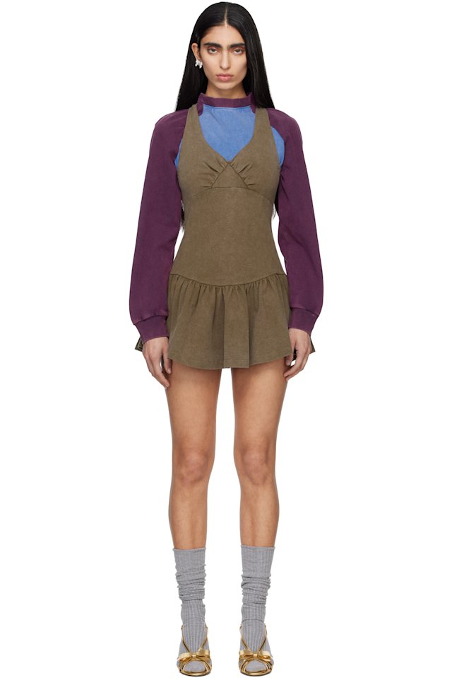 SHUSHU/TONG — Khaki Sleeveless T-Shirt Minidress