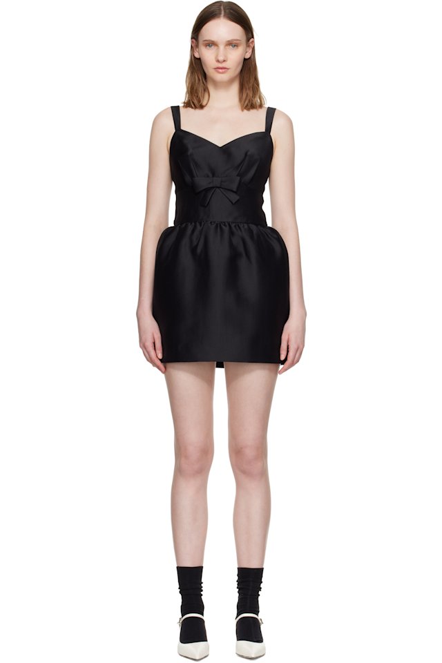 SHUSHU/TONG — Black Wide Strap Bow Back Minidress