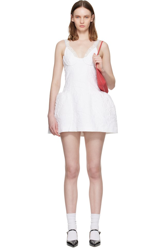 SHUSHU/TONG — White Lace Trim Bustier Minidress