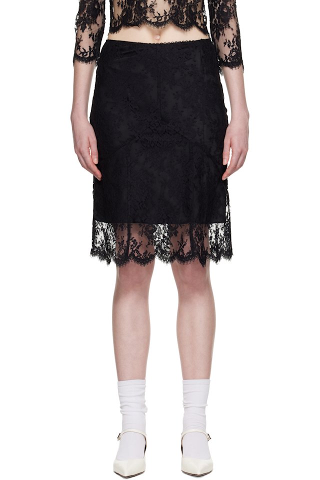 SHUSHU/TONG — Black Flared Midi Skirt