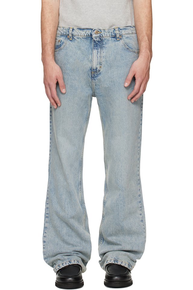Second/Layer — Blue Stone Wash Filmore Slim Boot Cut Jeans