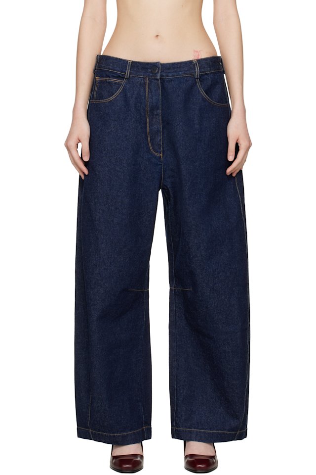 Cordera — Blue Curved Baggy Jeans
