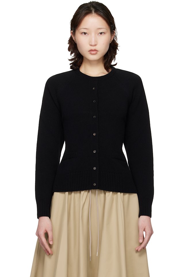 Cordera — Black Merino Wool Open-Back Cardigan