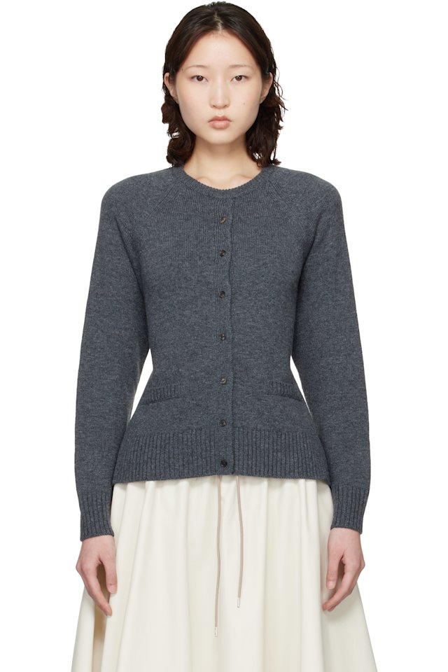 Cordera — Gray Merino Wool Open-Back Cardigan