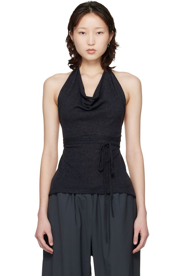 Cordera — Gray Merino Wool Tie Top