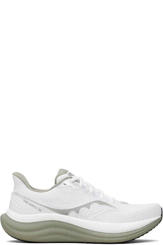 Saucony — White & Khaki Triumph 23 Sneakers