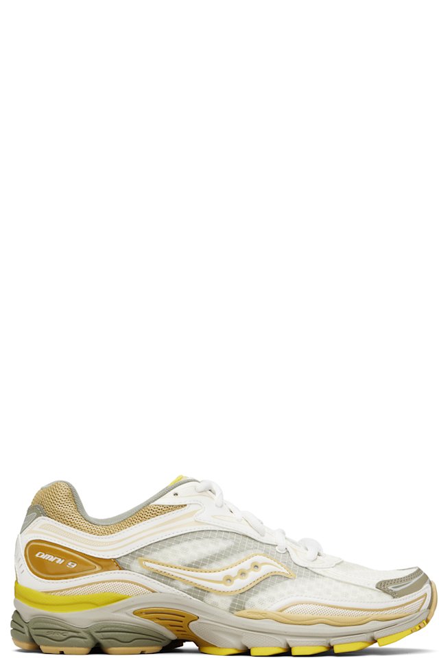 Saucony — White & Yellow ProGrid Omni 9 Sneakers