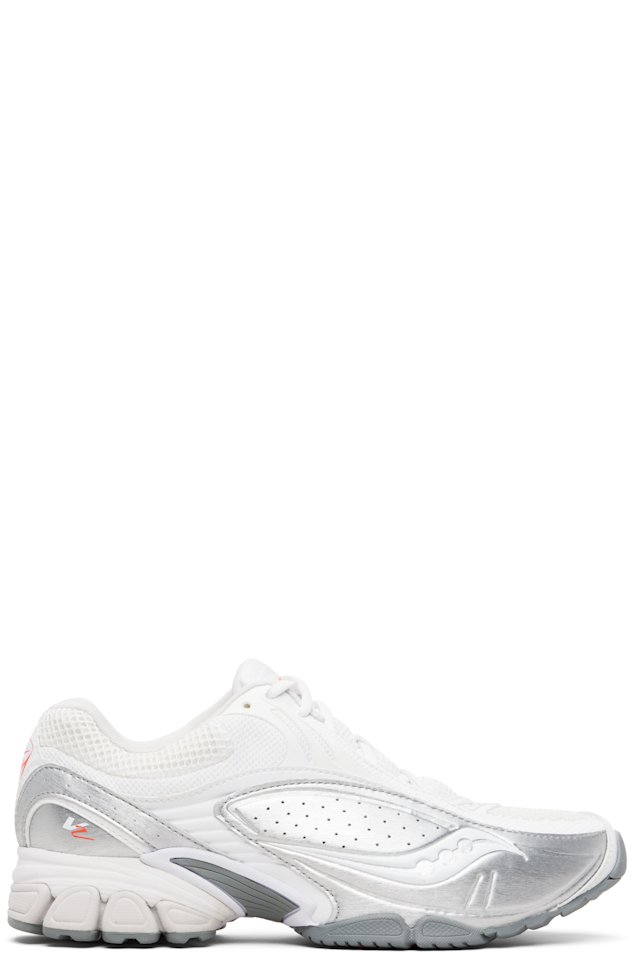 Saucony — White & Silver ProGrid V2 Sneakers