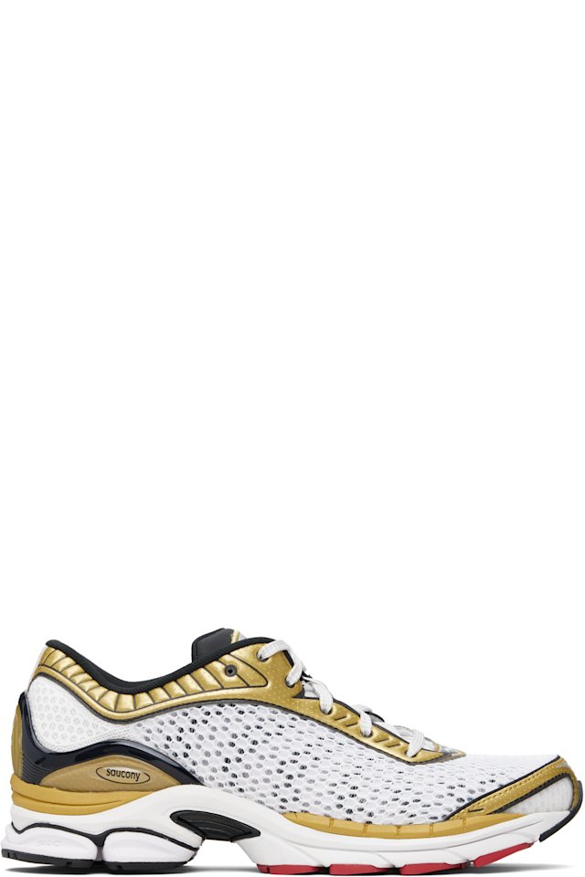 Saucony — White & Gold ProGrid Paramount Sneakers